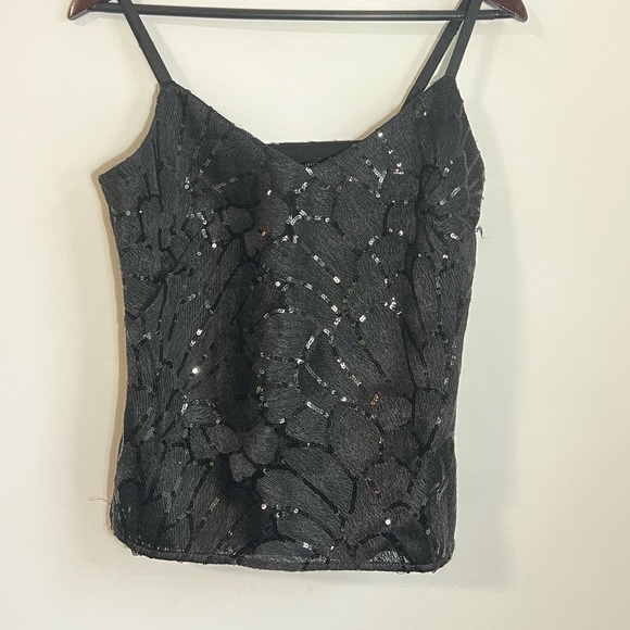 White House Black Market | gorgeous sequin spaghetti strap top with side zip - Picture 1 of 6